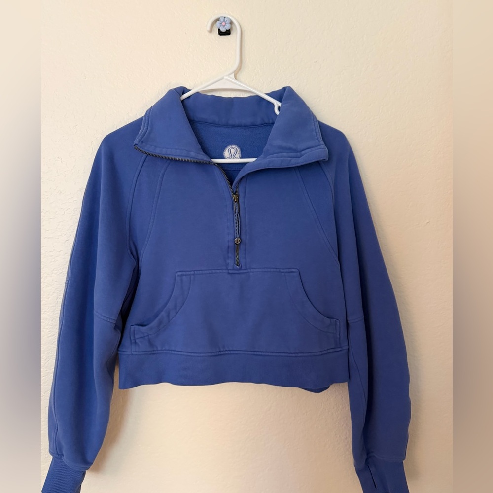 Lululemon Blue Cropped half zip Scuba